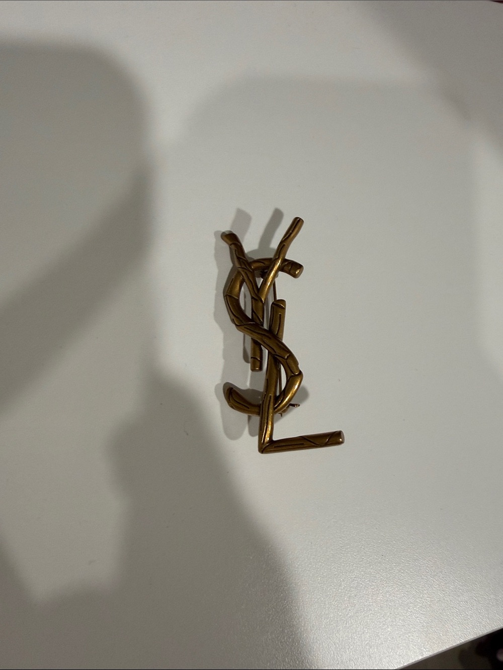 Yves Saint Laurent Bronze Metal YSL Logo Pin
